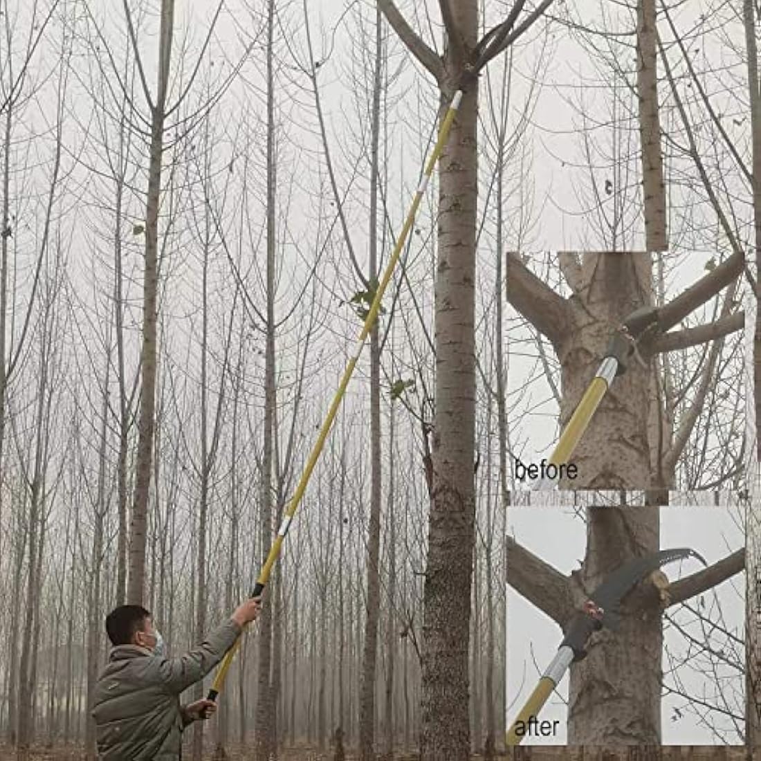 30 Feet Pruning Saw,Tree Pole Pruner with Adjustable Length, Durable Tree Trimmers, Manual Branches Trimmer for Garden Tools Loppers Hand Pole Saws Extendable Height and Storage Pocket