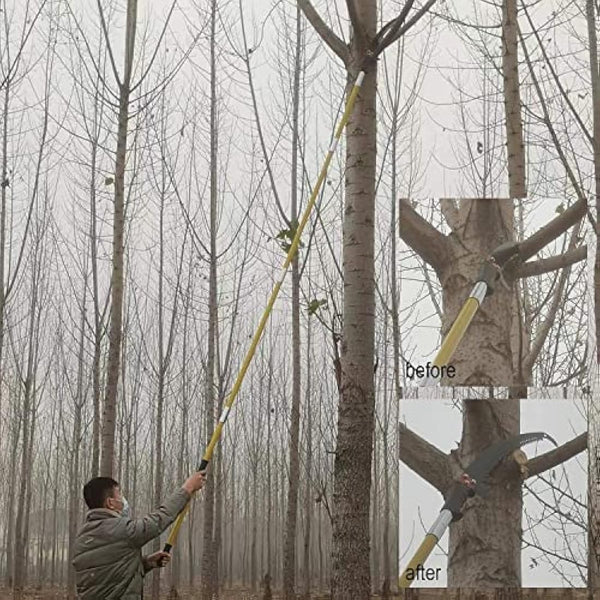 30 Feet Pruning Saw,Tree Pole Pruner with Adjustable Length, Durable Tree Trimmers, Manual Branches Trimmer for Garden Tools Loppers Hand Pole Saws Extendable Height and Storage Pocket