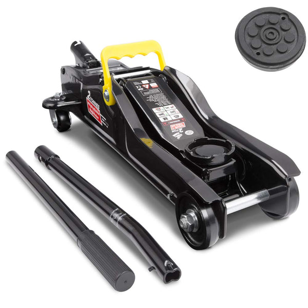 DEUBA® Hydraulic Low Profile 2 Tonne Trolley Jack for Cars | Lift Height 85-330 mm | Suitable for Lowered Vehicles | Equipment Case & Rubber Pad | Portable Heavy Duty Floor Jack Kit