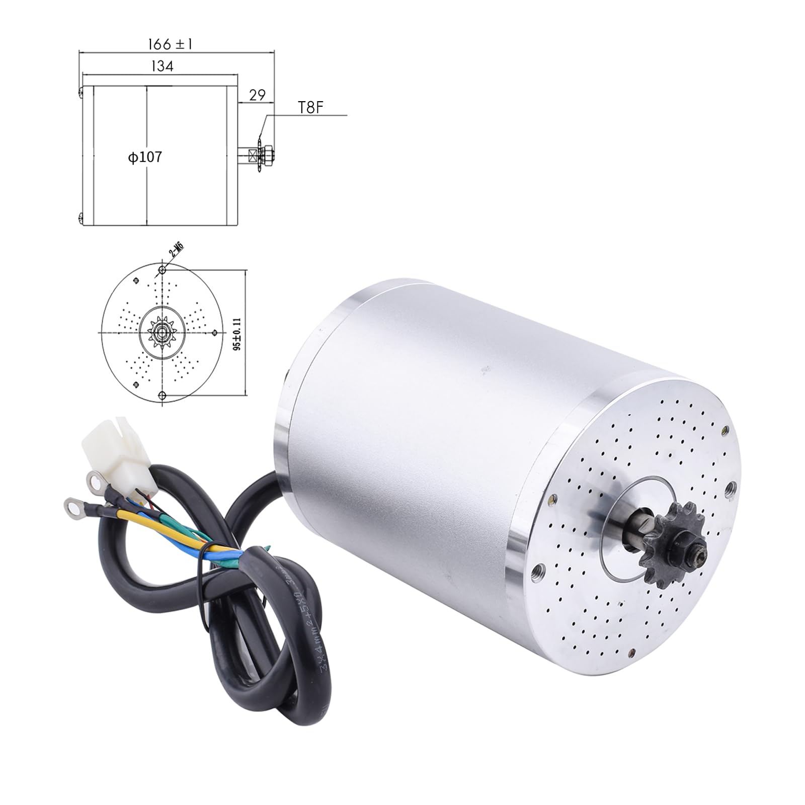 Kunray 48V 2000W Electric Go Kart Motor 4300RPM Electric Motor Kit High Speed Brushless DC Motor with 3 Speed Twist Throttle, Electric Dirt Bike Motor, for Scooter Motorcycle DIY Part (No Bracket)