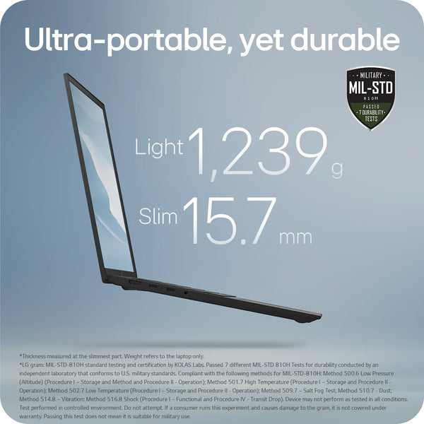 LG gram 16Z90TL - 16 Inch 2.5K IPS Ultra-Lightweight Laptop, Intel Core Ultra 7 256V 47TOPS NPU - EVO Edition, 16GB RAM, 1TB SSD, Windows 11 Home, gram Hybrid AI, Copilot+ PC, Black (2025)