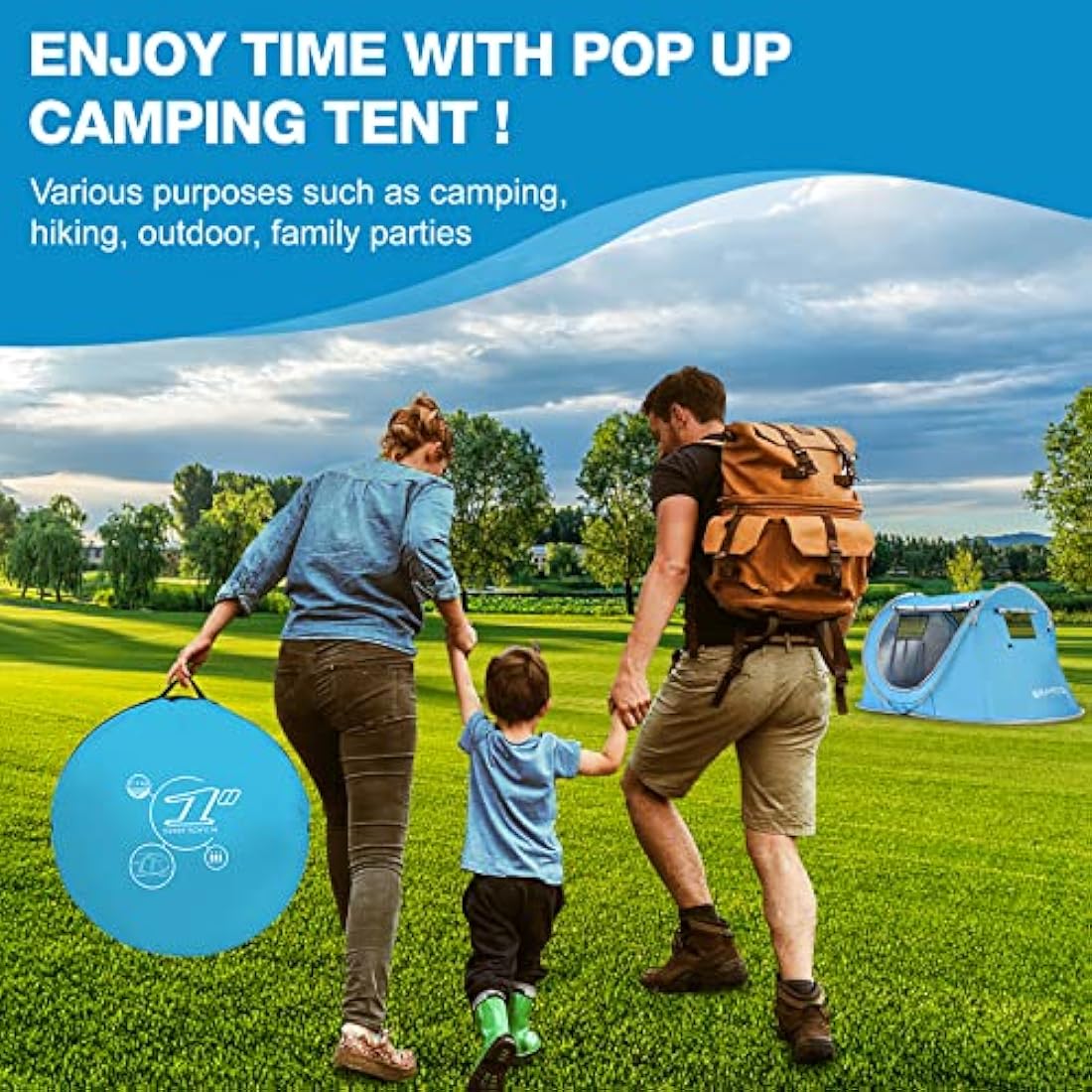 Easy Pop Up Tent 2-4 Person Waterproof - Pop-Up Camping Tents Automatic Tent Throw Pop Up Instant Flip Pop Tent for Camping,by ZOAMKE