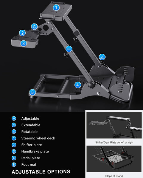 PXN A10 Racing Wheel Stand, Foldable Steering Wheel Stand - Compatible with V3, V900, V9, V9 Gen2, V10, V99, G27, G29, G920, G923, T248, T300, TGT- Racing Simulator Cockpit, Driving Sim Racing Rig