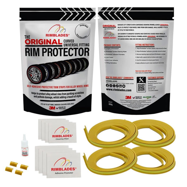 Rimblades Original Black Alloy Wheel Protectors - DIY | 9 Colours Available | Universal Fit for All Wheels | Durable Rim Guards | Car Wheel Scratch Protection | Rim Protection