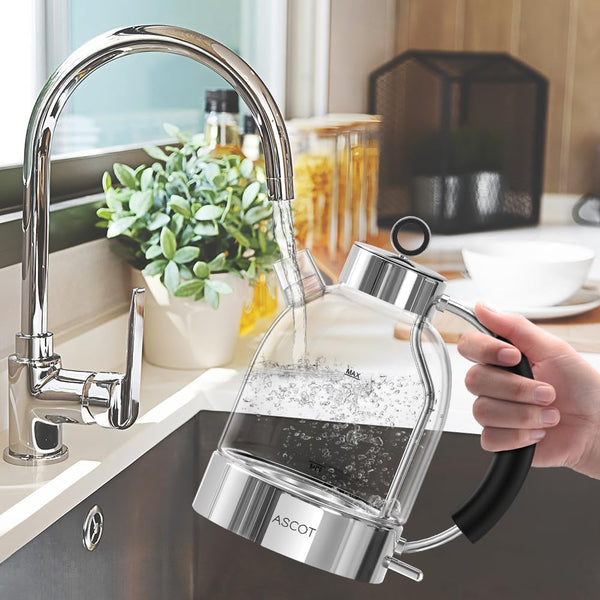 ASCOT Electric Kettle, Glass Electric Tea Kettle, Gift for Man/Women/Family, 1.5L Borosilicate Glass Tea Heater & Hot Water Boiler, Auto Shut-Off
