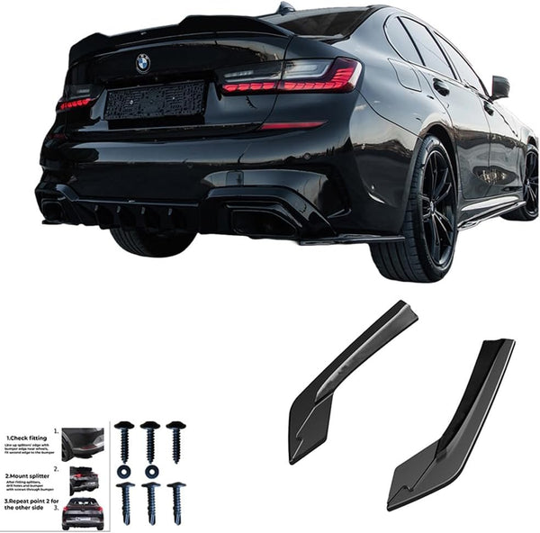 Oneway Rear Side Diffusors compatible with BMW 3-Series G20/G21 M-Pack 2018-2022 - Gloss black