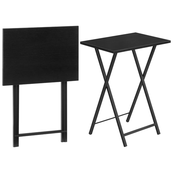 HOOBRO Folding Tables 2 Set, TV Tables for Eating Foldable, TV Tray Table, Small Sofa Laptop Dinner Table for Small Space, Metal Frame, Black