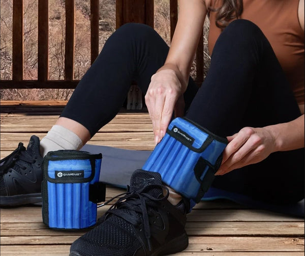 GYMENIST Pair Of Ankle Weights Can Be Adjusted Up To 5 LB Each SET OF 2 x Weight Wraps (Total 10-LB)