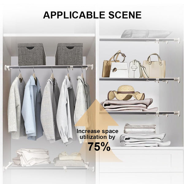 Hershii Tension Shelf Expandable Rod Closet System Heavy Duty Clothes Hanger Adjustable DIY Garage Bathroom Kitchen Storage Organizer Shoe Rack, Plant