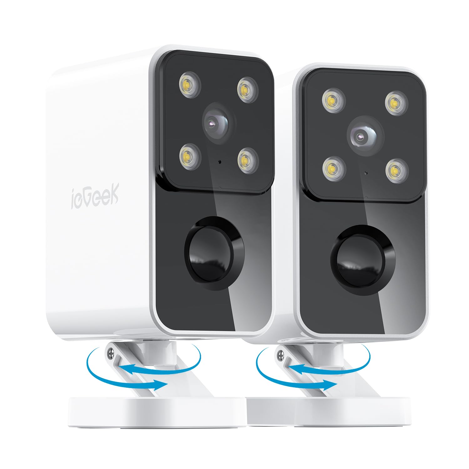 ieGeek No Monthly Fee 2K Security Camera Outdoor Wireless, 180° Horizontal Pan, Rechargeable Battery Wifi Home Camera, Colour Night Vision, Motion Detection, Siren Floodlight, Voice Intercom, IP65