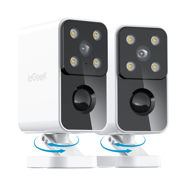 ieGeek No Monthly Fee 2K Security Camera Outdoor Wireless, 180° Horizontal Pan, Rechargeable Battery Wifi Home Camera, Colour Night Vision, Motion Detection, Siren Floodlight, Voice Intercom, IP65