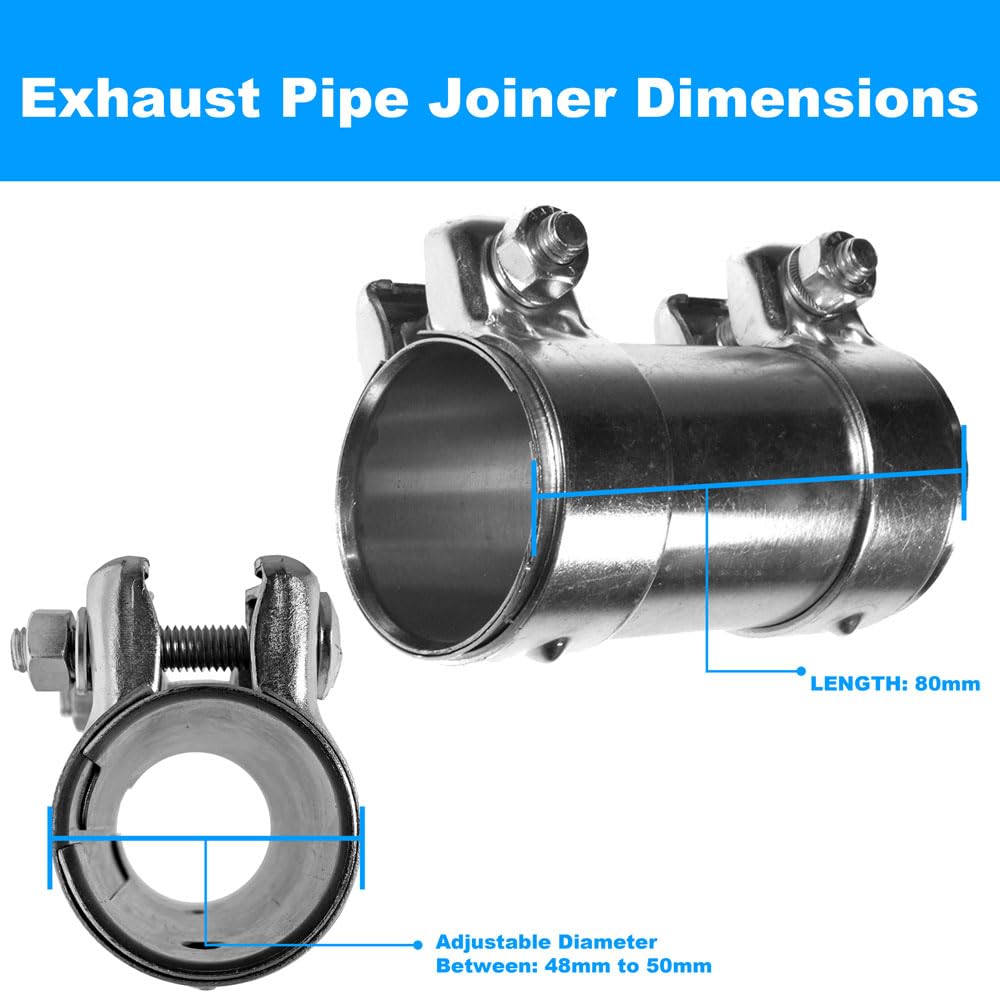 BITS4REASONS E-TECH EC015.5 New Model Heavy Duty Adjustable Exhaust Pipe Joiner/Connector 63-66MM, 125MM Long