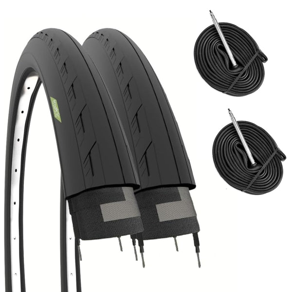 Ecovelo Pair of 2 Tyres 700 x 25C (25-622) + Inner Tubes for Road Bike Road Bike