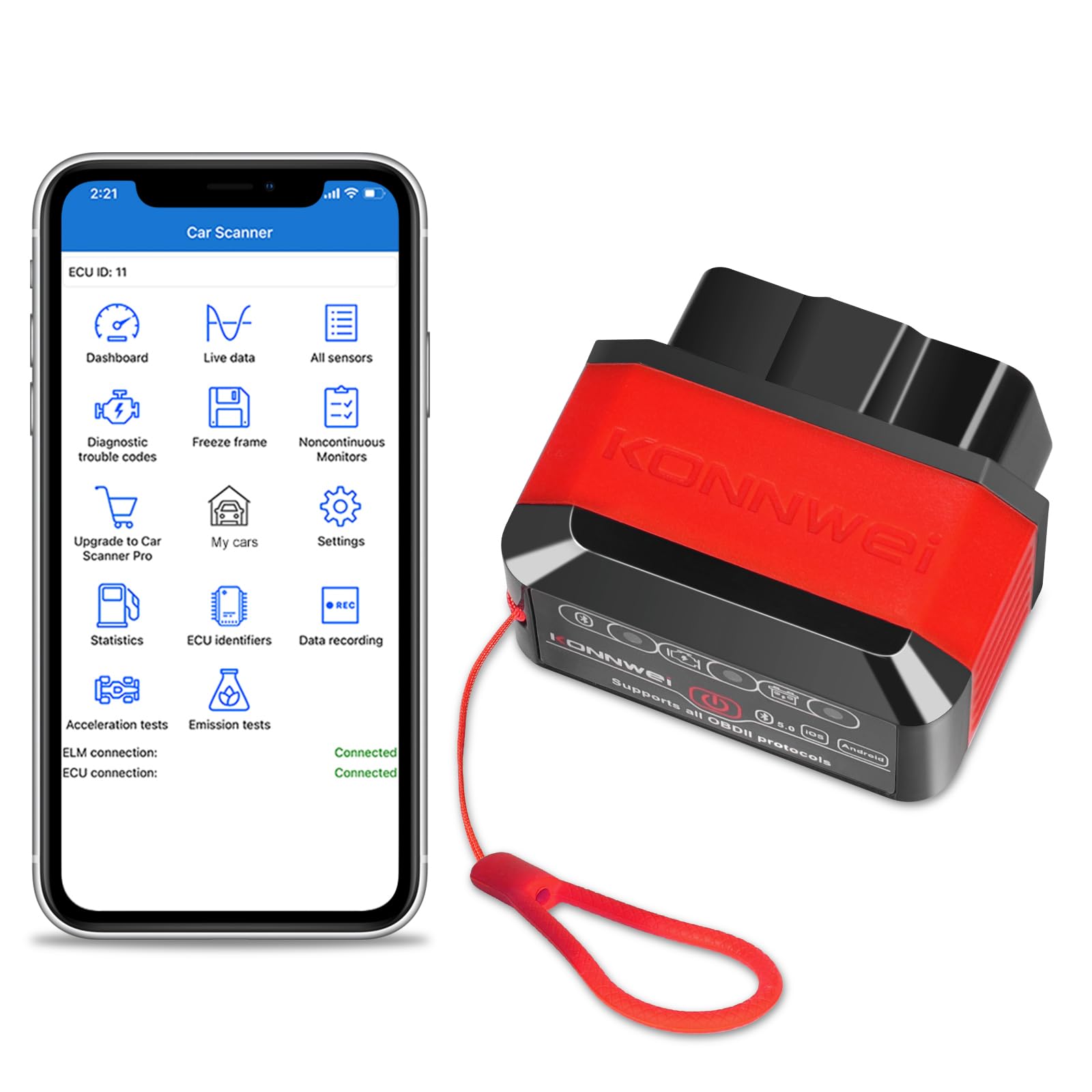 jianyana OBD2 Code Reader, OBD2 Scanner Bluetooth Universal Car Engine Fault Code Reader Car Diagnostic Scanner Diagnostic Scan Tool with BMW Ford VW Audi All OBDII Vehicles