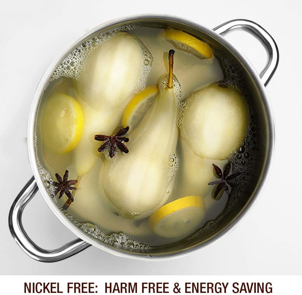 HOMICHEF Stock Pot 20.5 cm 3.8 Litre Nickel Free Stainless Steel - 3.8 Litre Pot with Lid and Handle - 3.8 Litre Saucepan with Lid - Soup Pot Small