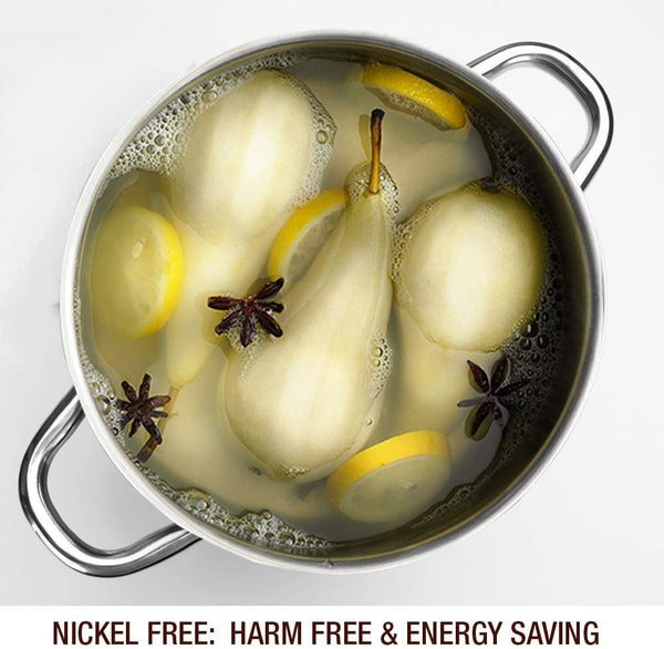 HOMICHEF Stock Pot 20.5 cm 3.8 Litre Nickel Free Stainless Steel - 3.8 Litre Pot with Lid and Handle - 3.8 Litre Saucepan with Lid - Soup Pot Small