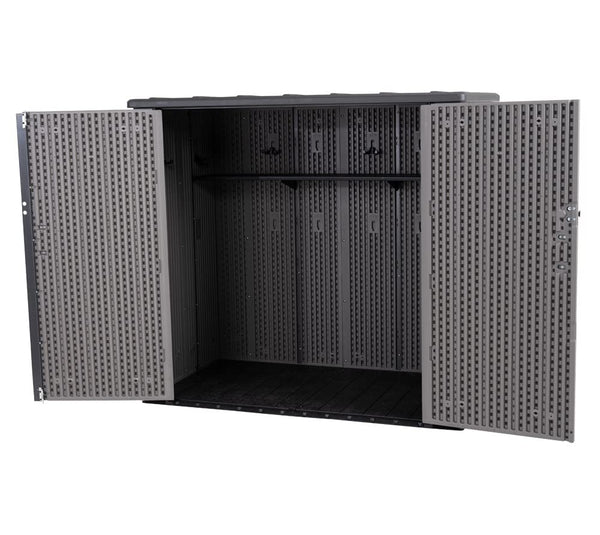 LIFETIME Plastic Wood Grain Textured Storage Box Desert Sand/Grey, 151x72x69 cm