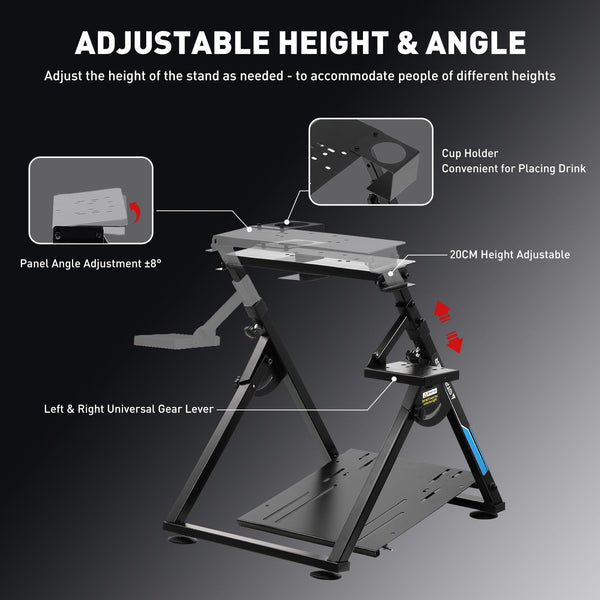 GTPLAYER Steering Wheel Stand for G25 G27 G29 G920 Foldable Racing Wheel Stand with Cup Holder Adjustable Height/Angle, Driving Simulator Gaming Wheel Stand