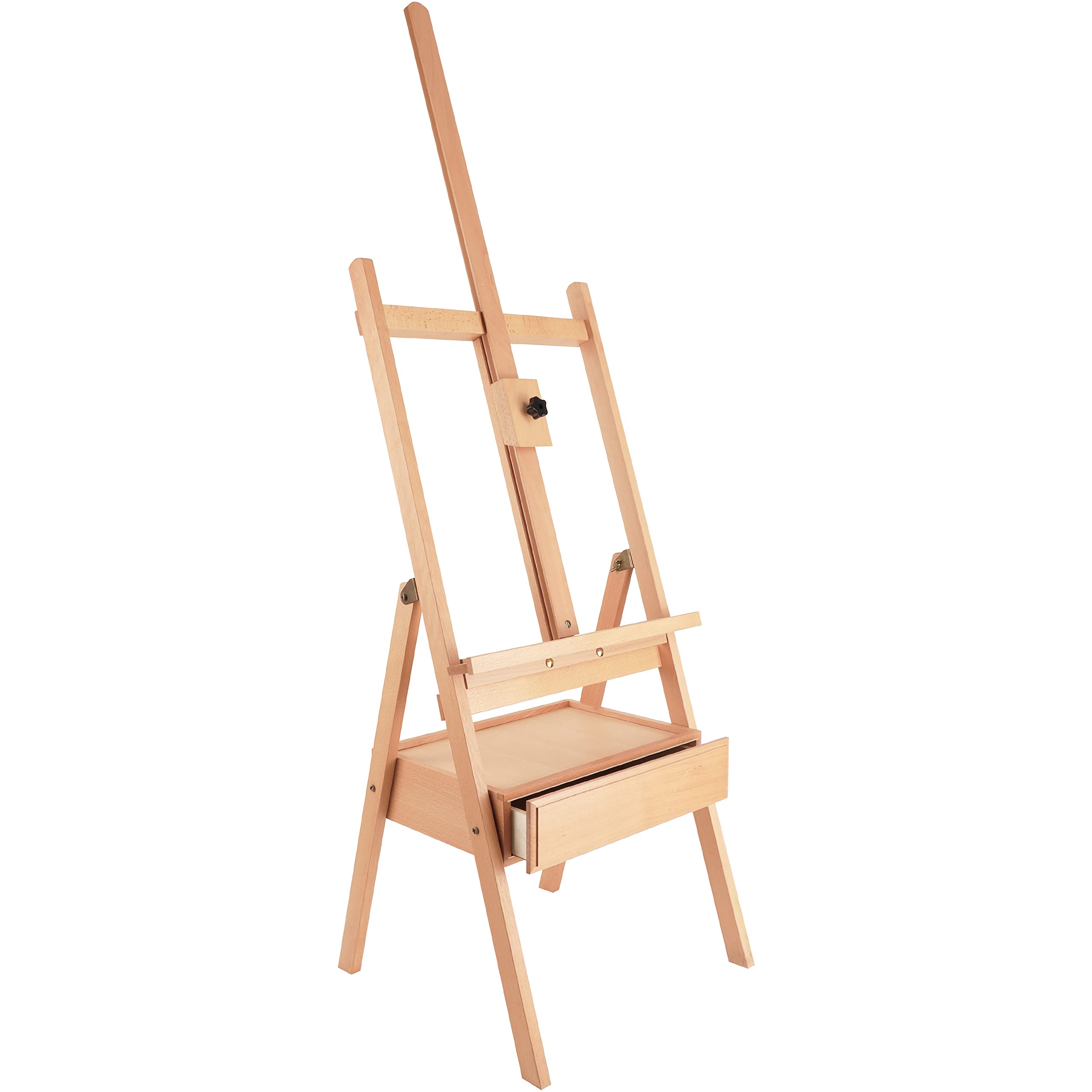 Kurtzy 190 cm(75 inches) Wooden H-Frame Studio Easel with Artist Storage Drawer - Adjustable to High - Large Art Easel with Canvas Holder - Sturdy
