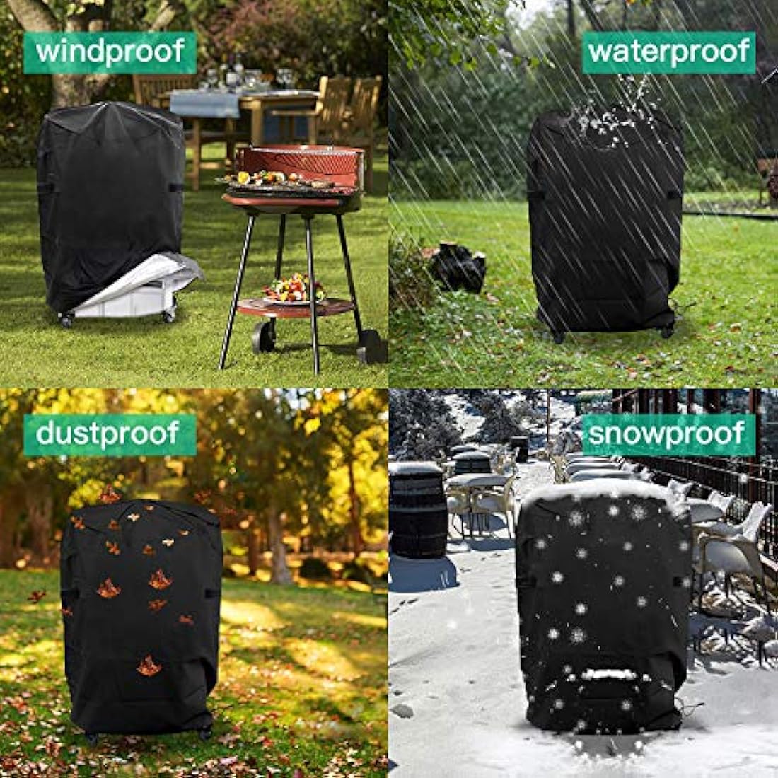 Barbecue Cover, Heavy Duty BBQ Cover, 210D Oxford Fabric Round Outdoor BBQ Grill Cover, Waterproof Windproof Rip-Proof and UV Resistant BBQ Cover (77x90cm)