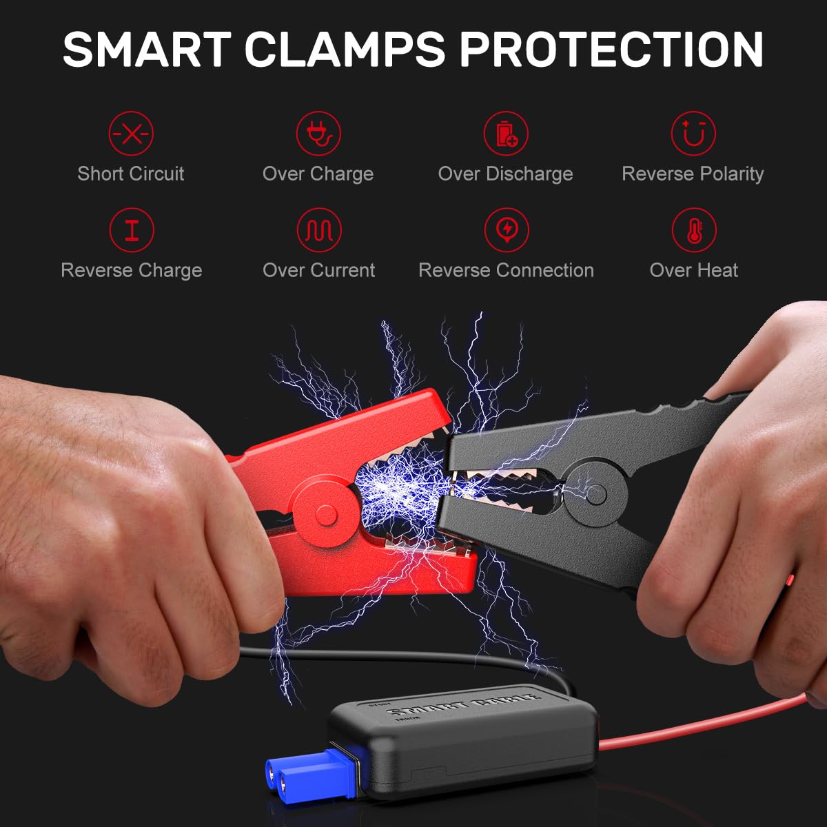 6000A Jump Starter Power Pack,12V Car Jump Starter, Portable Car Battery Booster Jump Starter with Jump Leads,Quick Charge,LED Flashlight