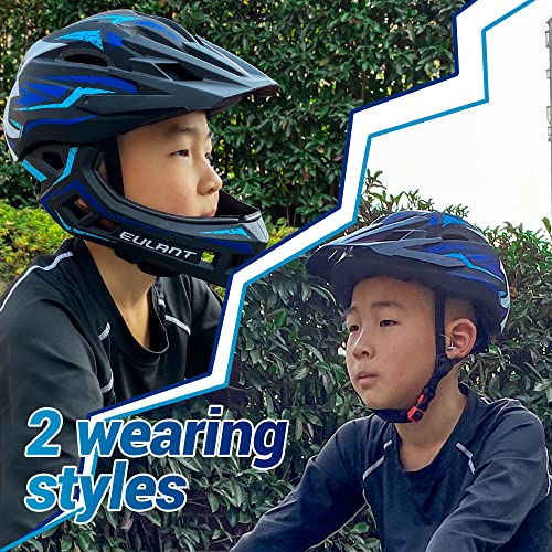 ONTYZZ Children's Bicycle Helmet Lightweight Full Face Helmet with Detachable Chin Guard and Visor for Kids Balance Bike Scooter Roller Skates