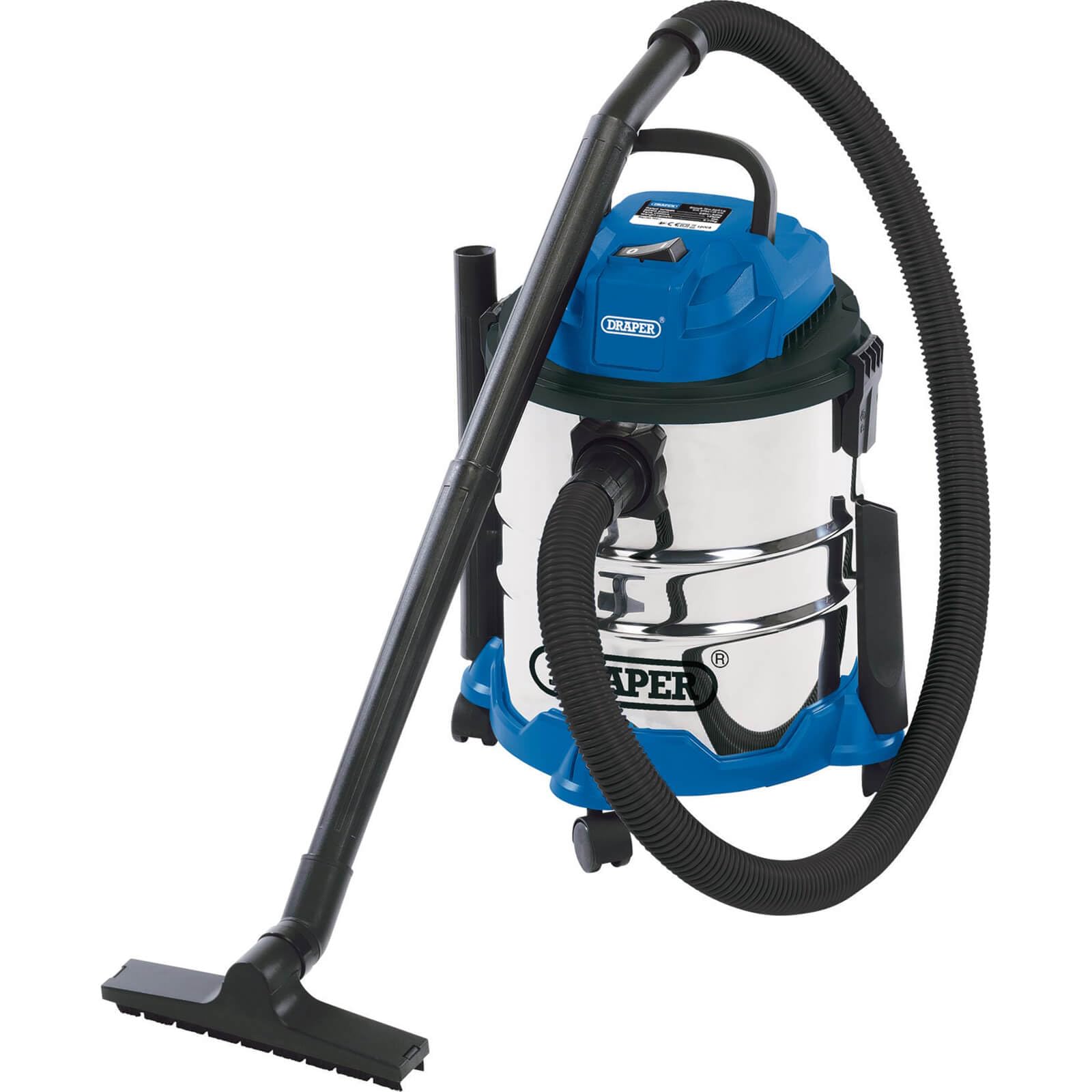 Draper 1250W 20 L Wet and Dry Vaccum Cleaner | 1.5m Flexible Hose and Acessories | 25 l/s Max Airflow | 15 kPa Vacuum Pressure | Home Car Carpet
