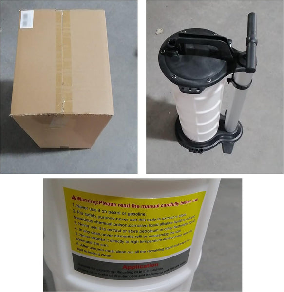 BOOMSTART 9L Manual Vacuum Oil Pump Fluid Extractor Suction Pump Oil Petrol Fuel Transfer Pump with 4 Tubes for Cars Motorbikes Marine Engines