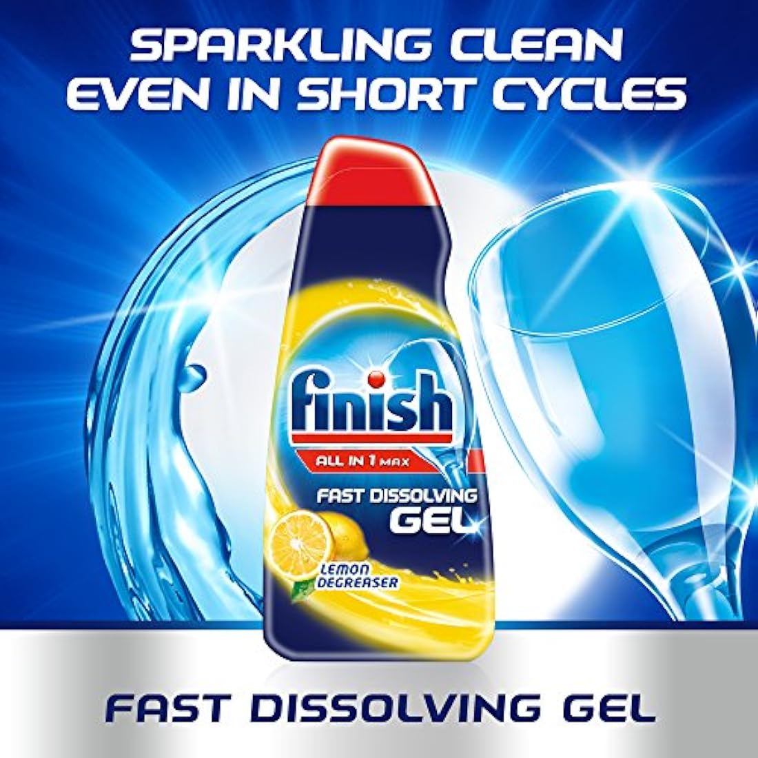 Finish Dishwasher Fast Dissolving Gel All in 1 Max Lemon, 700 ml, Pack of 5 (Total 140 washes)