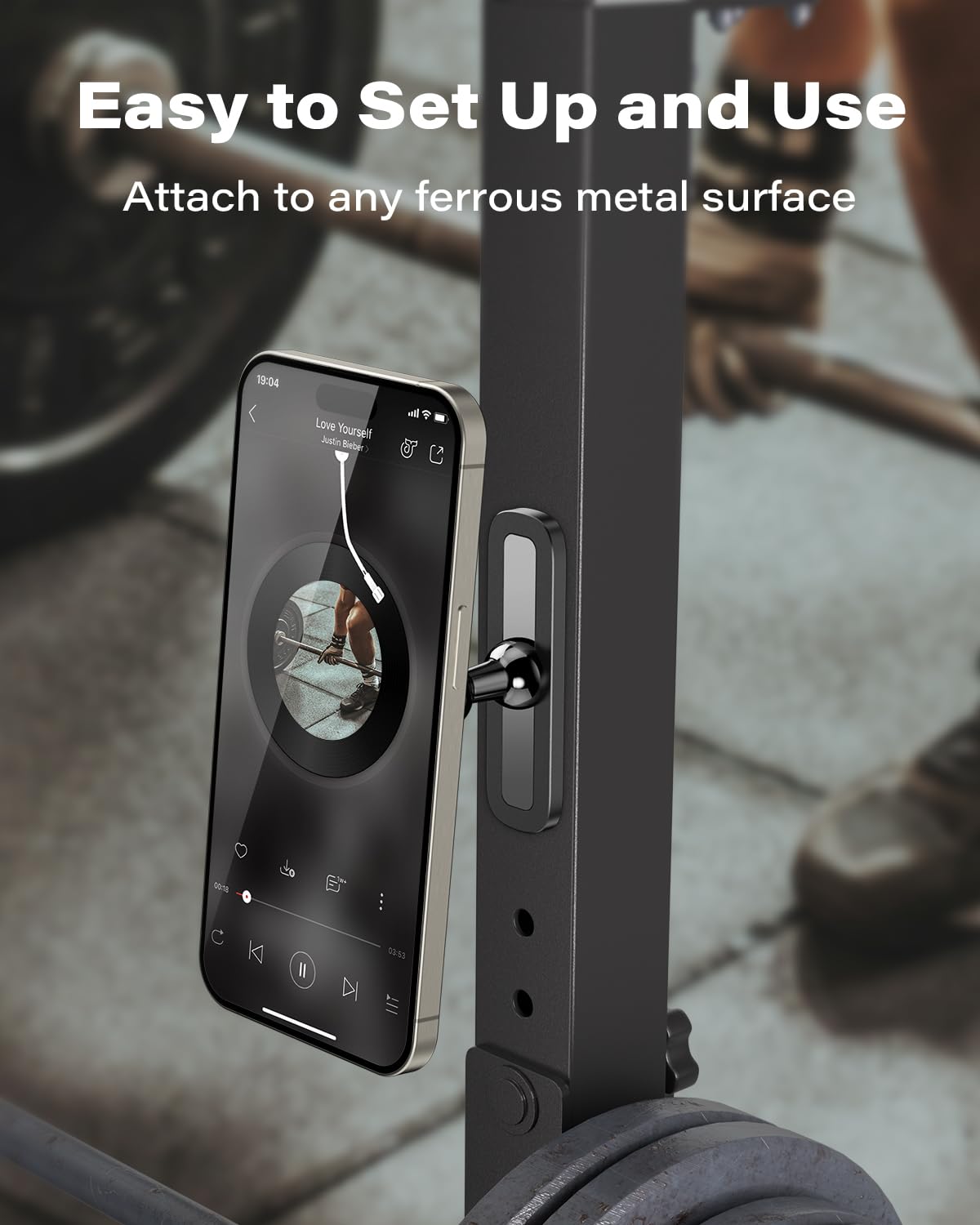 APPS2Car Magnetic Mount for GYM, 360 Adjustable Magnetic Phone golf Mount, Magnet Phone Holder Compatible with 4.7-6.5" Smartphones, Alloy Base and Joint, Black Cradle