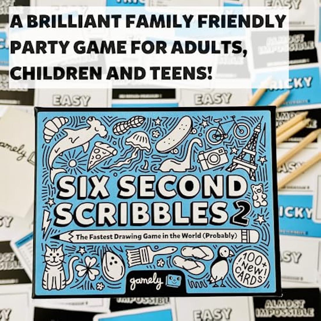 Six Second Scribbles 2: The frantically fast and fantastically fun drawing game with 100+ all new cards | A family friendly party game for children, teens and adults