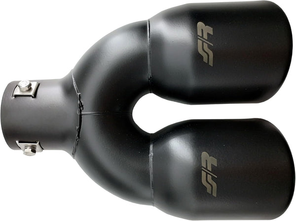 SIMONI RACING TRX/59N Universal Exhaust Terminal, Dual Inclined Outlet in Stainless Steel Black