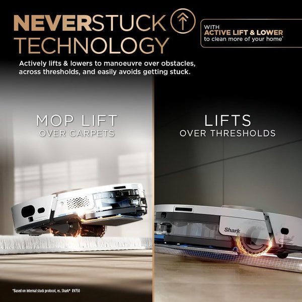 Shark PowerDetect 2-in-1 Robot Vacuum & Mop, NeverTouch Pro 60-Day Self Empty, Self-Refill and Self-Clean Robot Vacuum with 3D & LiDAR Navigation, NeverStuck Obstacle Bypass, WiFi/App White