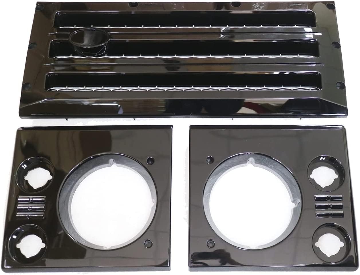 Gazoz Performance Front Grille+Head Lights Lamp Surrounds for Defender - Gloss Black