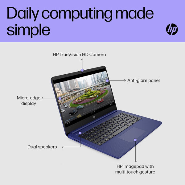 HP Stream 14" Laptop, Intel N4120 Processor, 4 GB RAM, 64 GB eMMC, Intel UHD Graphics, HD Display, Dual Speakers, Microsoft 365 Personal 12 month included, Win 11, Jet Black, 14s-dq0000sa