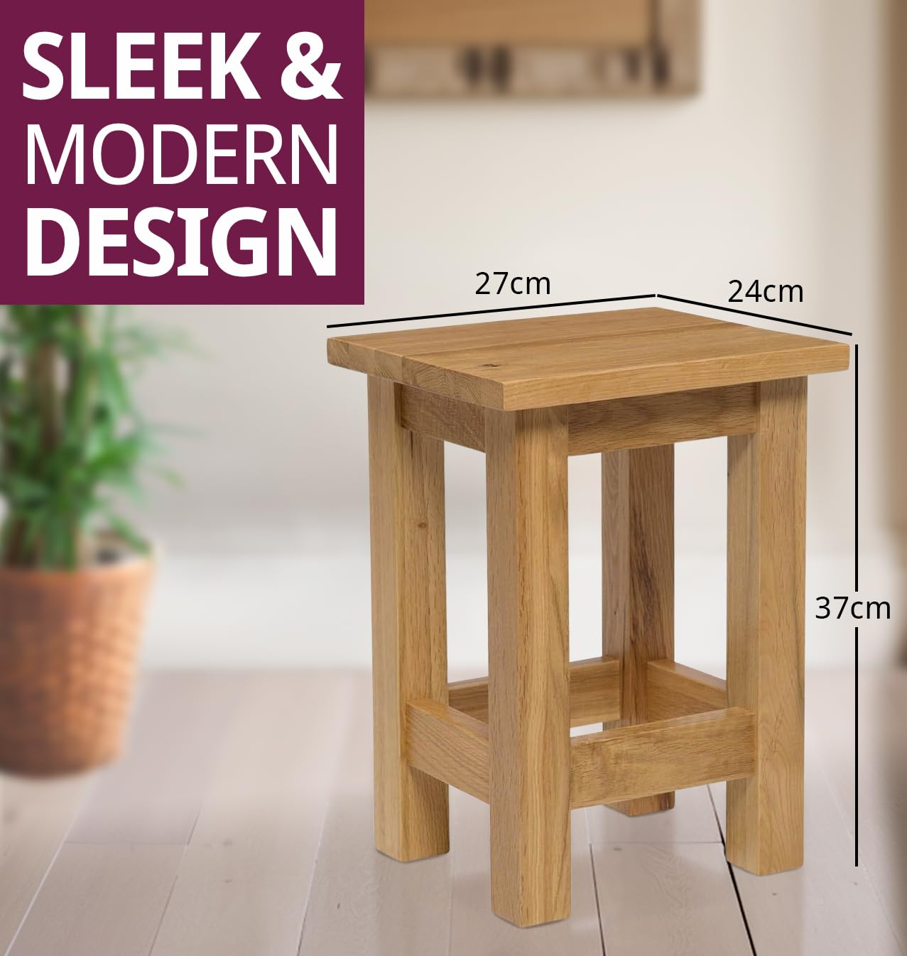 Hallowood Furniture Waverly Oak Small Side Table in Light Oak, Wooden Coffee Lamp End Tables for Living Room