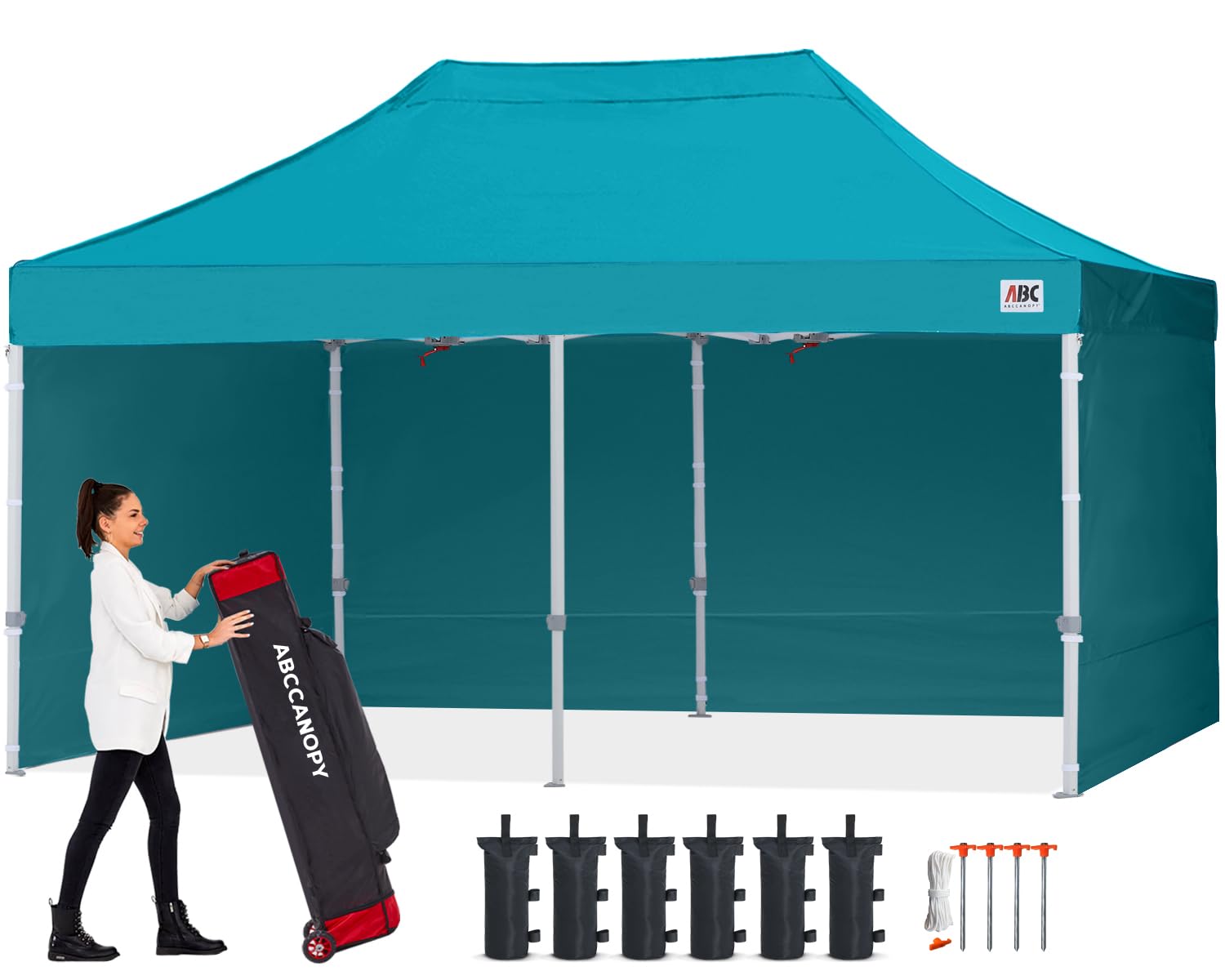 ABCCANOPY 3x6M Pop Up Gazebo Canopy Commercial Tents Market stall with 4 Removable Sidewalls and Roller Bag Bonus 4 Weight Bags (Grey)
