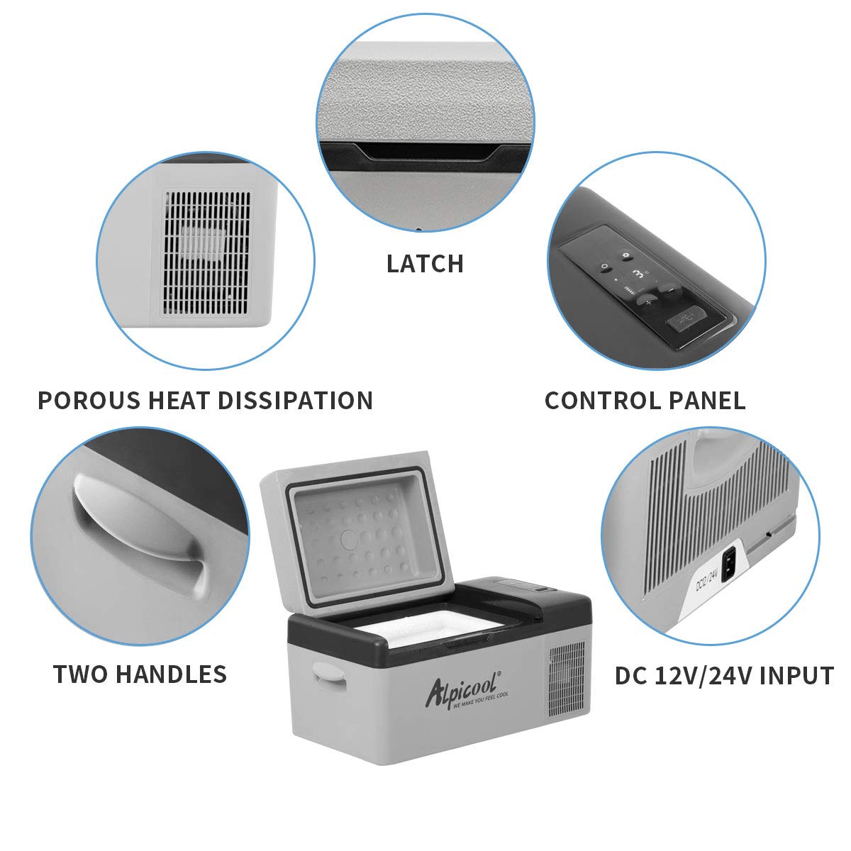 Alpicool C9PT 9L Compressor Car Fridge Freezer, DC 12v Camping Refrigerator, Portable Mini Cool Box for TruckCampervanRVBoat, -20℃ to 20℃(Black)