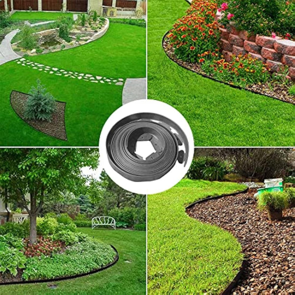 Flexible Garden Edging Borders 10m,Landscape Edging [Extra Tall 10cm High]with 30pcs Stakes, No Dig Garden Border Lawn Edging Mini Plastic Fence for Flowerbeds,Grass-Grey