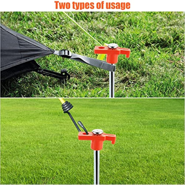 GOYADA 20 PCS Metal Rock Pegs For Awnings 10inch, Hard Ground Tent Camping Pegs Heavy Duty, Gazebo Awning Storm Camping Pegs For Camping Awning Traveling Netting Tarp (Orange)