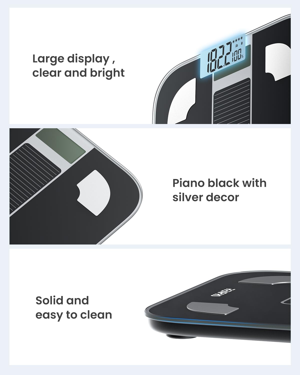 RENPHO Scales for Body Weight, Digital Bathroom Scales with High Precision Sensors, Bluetooth Weighing Scales Body Composition Monitors with App, Elis 1