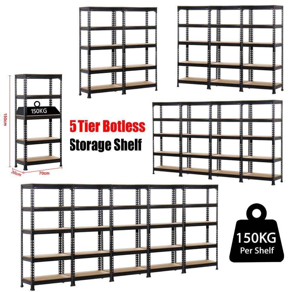 Yaheetech 5 Tier Garage Shelving Units, Heavy Duty Racking shelves, 150KG Per Shelf/750KG Capacity, 70cmx30cmx150cm（LxWxH,Dark Gray