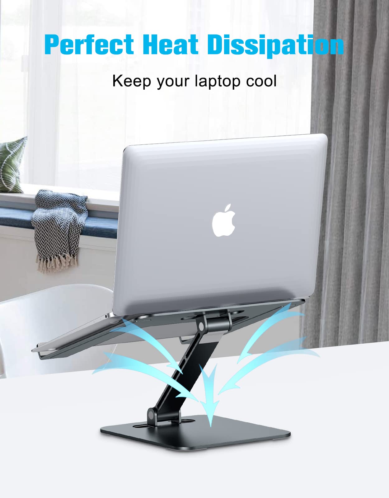 Laptop Stand Lap Desk, Ergonomic Foldable Computer Stand with Adjustable Height, Ventilated Aluminium Alloy Riser Compatible with MacBook Air, Pro, All 10-16" Laptops (Silver)