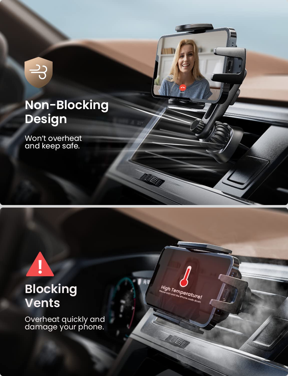 LISEN Phone Holder for Cars, Universal Car Phone Holder, Hands Free Mobile Car Vent Phone Mount Holder for phone with Newest Extension Clip Compatible for iPhone 14 13 12 Pro Max Samsung S22 Android