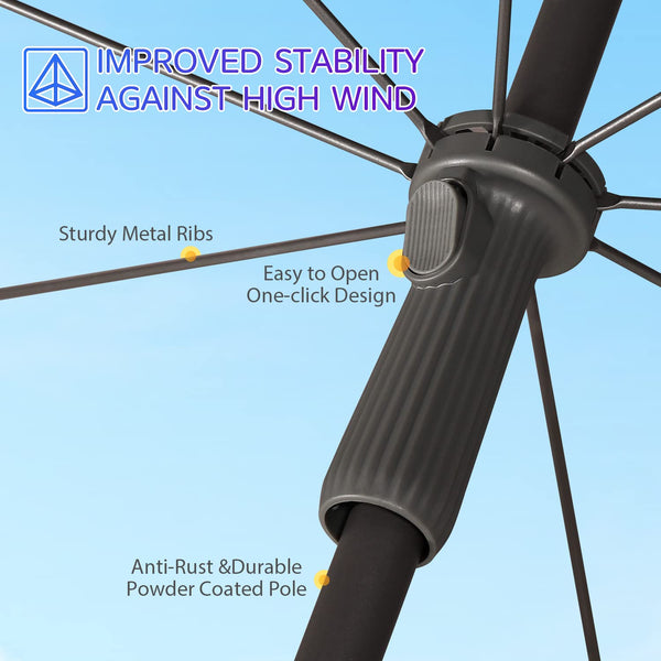 Sekey 2m Garden Parasol with Umbrella Cover - Adjustable and Portable Patio Umbrella for Beach, Garden, Pool, and Patio - UPF 50+ Sun Protection