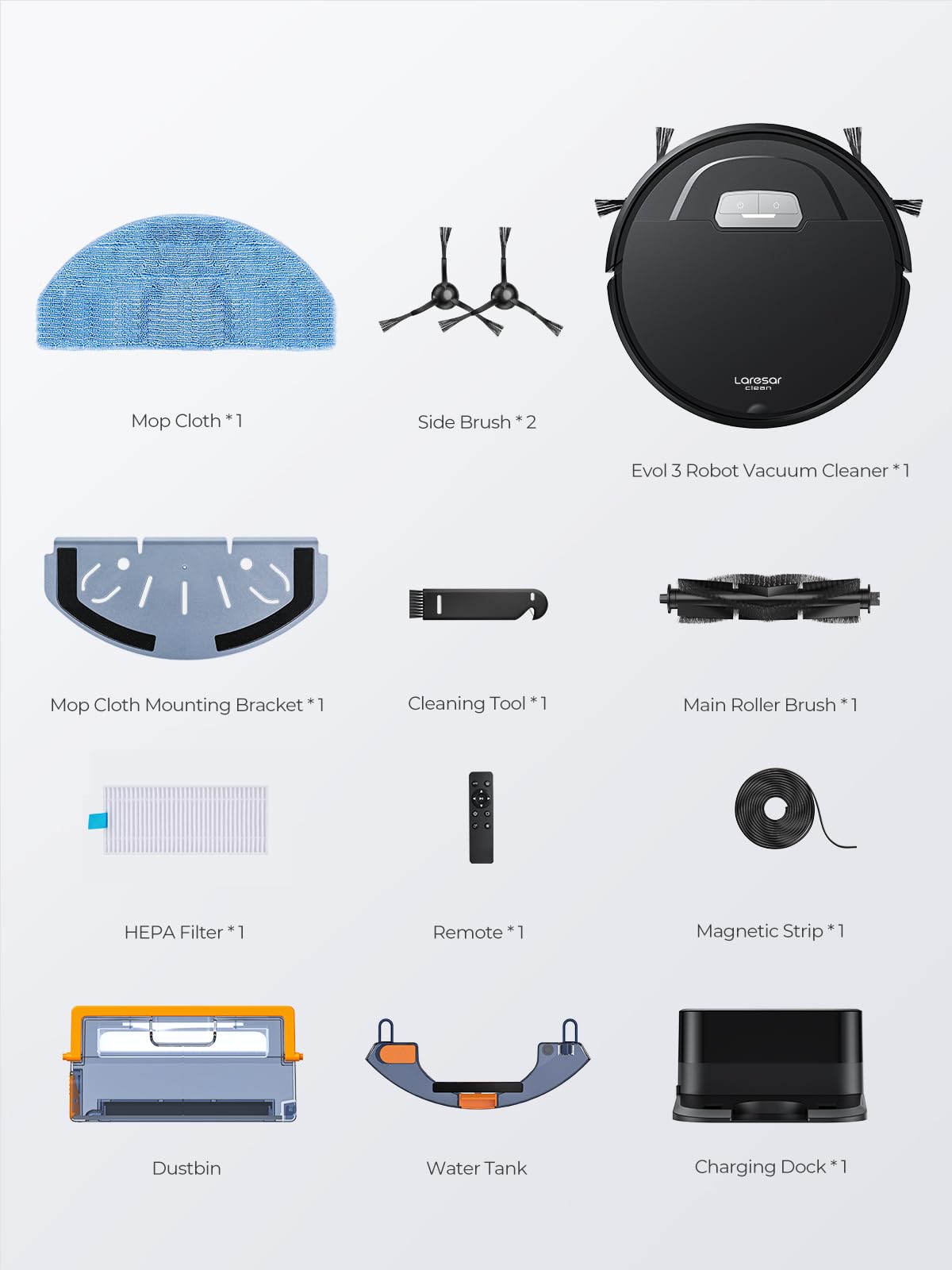 Robot Vacuum Cleaner, 4500Pa Robotic Vacuum with Auto Carpet Boost, Ultra Thin Robot Vacuum for Pet Hair, Smart App Control, Work with Alexa(Evol 3)