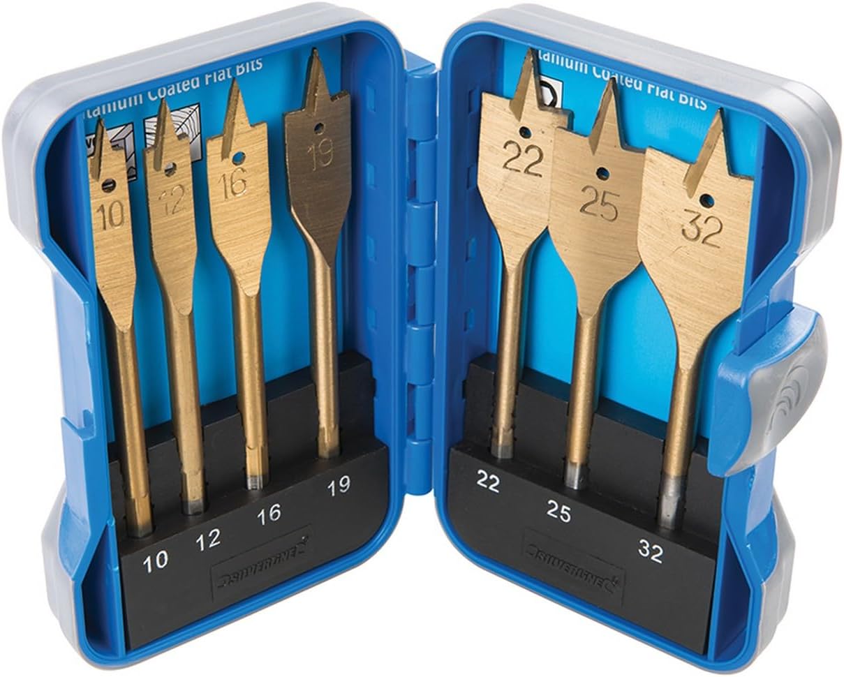 Silverline 279870 Titanium Coated Flat Bit Set 7pce 10 - 32 mm