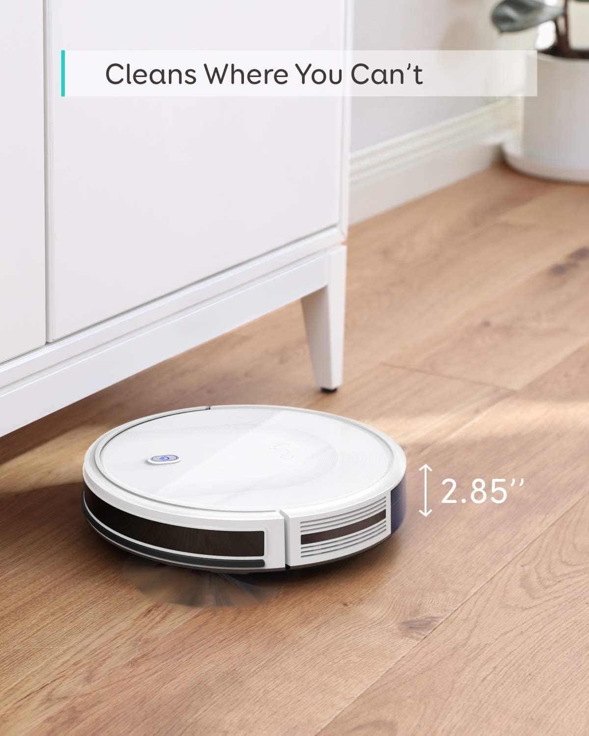 eufy Robot Vacuum C10 with Self Empty Station, 4,000Pa, 2.85-Inch Ultra-Slim Body, Up to 60 Days of Hands Free Cleaning,Carpet Cleaning, Edge Expansion Brush, Quiet, Point Laser Navigation