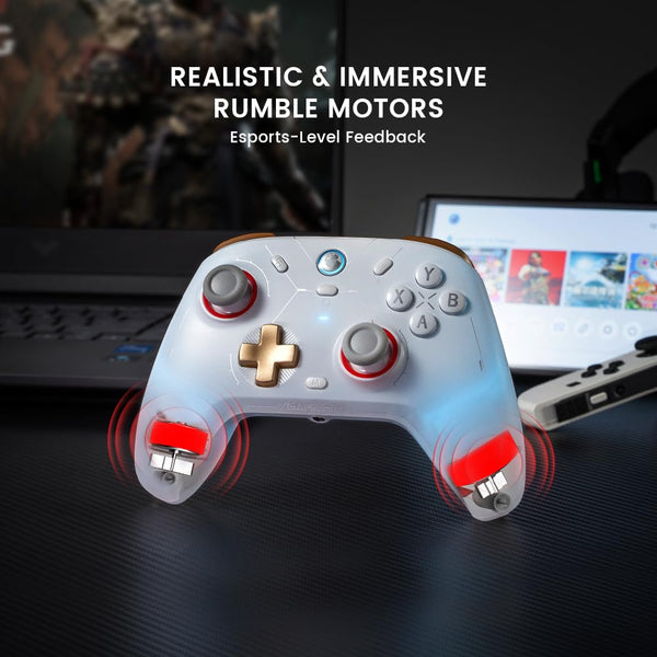 GameSir Cyclone 2 Wireless Controller - 1000Hz Polling Rate, TMR Joysticks, Hall/Micro 2-in-1 Triggers for PC/Switch/Android/iOS, PC Gaming Controller with Charging Dock(White)