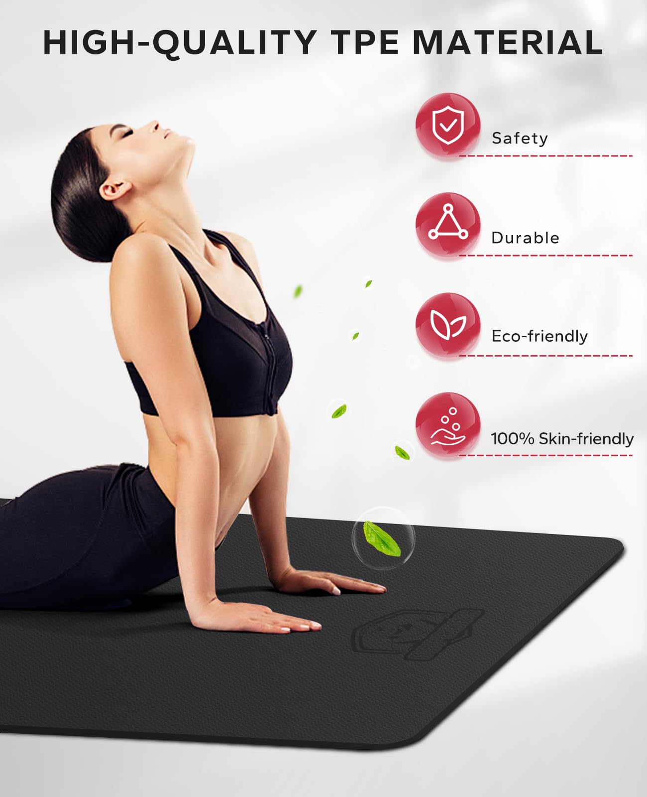 HAPBEAR Large Yoga Mat for Women-183cm116cm6mm, TPE Non-Slip, Durable, Eco-Friendly, Extra Large Thick Wide Exercise Mat for